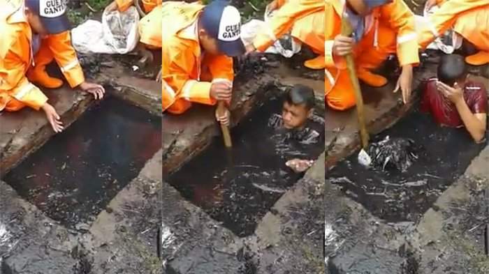 Aksi Pasukan Orange Menyelam Dalam Got Buat Netizen Takjub