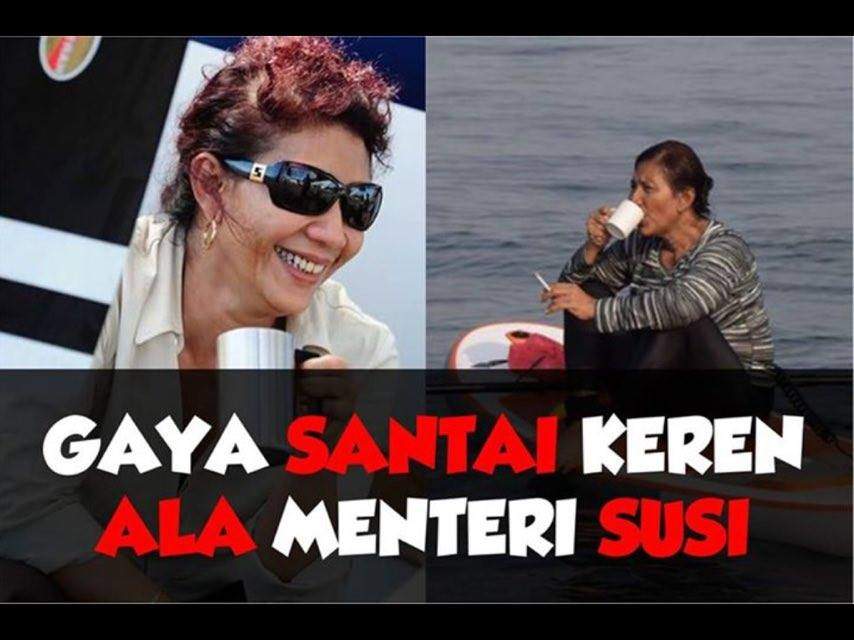 Penampilan Susi Pudjiastuti Diatas Perahu Dengan Secangkir Kopi, Mengundang Respon Followers