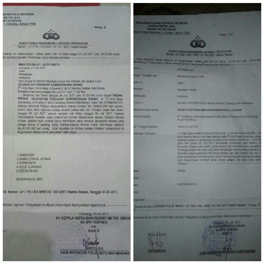 DPRD Penuhi Janji, LP Tindak Pidana Penahanan Buruh Oleh PT ABC Didampingi Pengacara