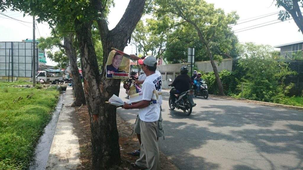 Demi Keindahan, Relawan HR Cabutin Baligho HR di Pohon-pohon