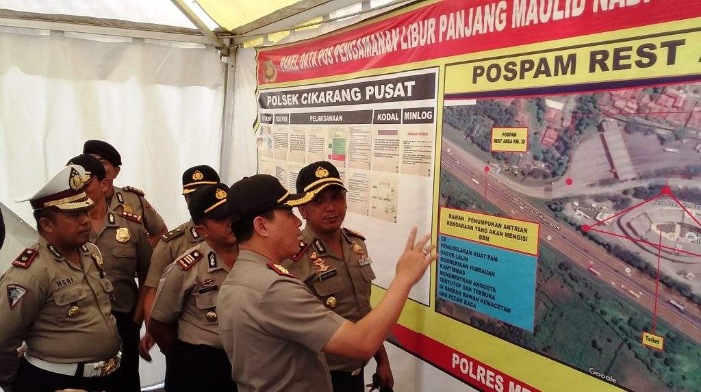 Persiapan Libur Panjang, Kapolrestro Bekasi Kontrol Pospam Rest Area