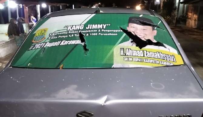Mobil Relawan Kang Jimmy Dirusak Preman