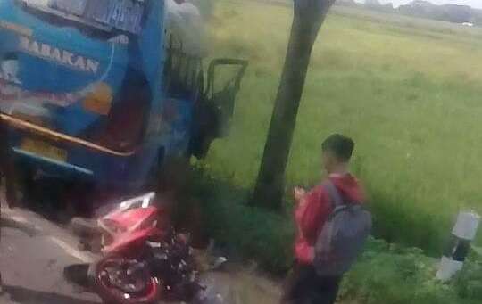 Elf "Makan" 3 Sepeda Motor di Jalanan Desa Ender