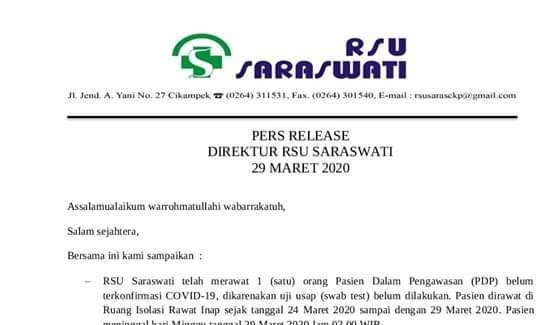 Terkait Meninggalnya Pejabat Disnakertrans Karawang, Pihak Rumah Sakit (pun) Menjawab