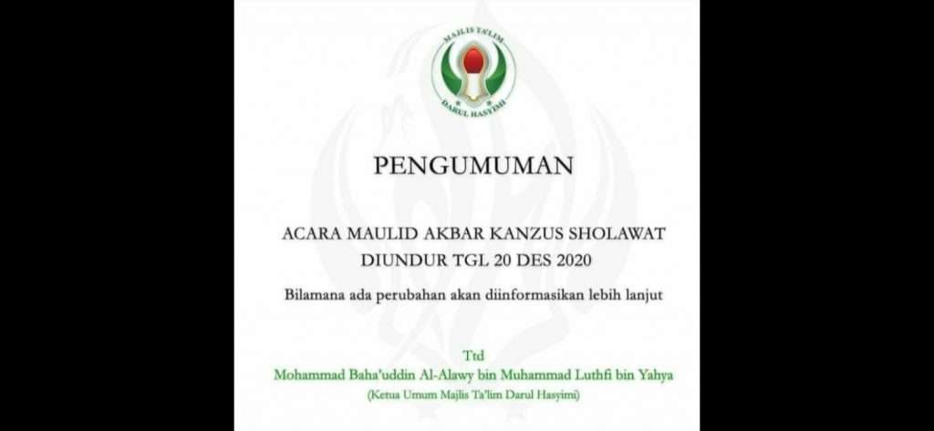 Akhirnya, Acara Habib Luthfì di Kanzus Sholawat Kota Pekalongan Diundur