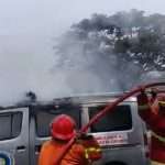 Korsleting, Ambulance Terbakar Hangus Di Pantura Pangenan - Cirebon
