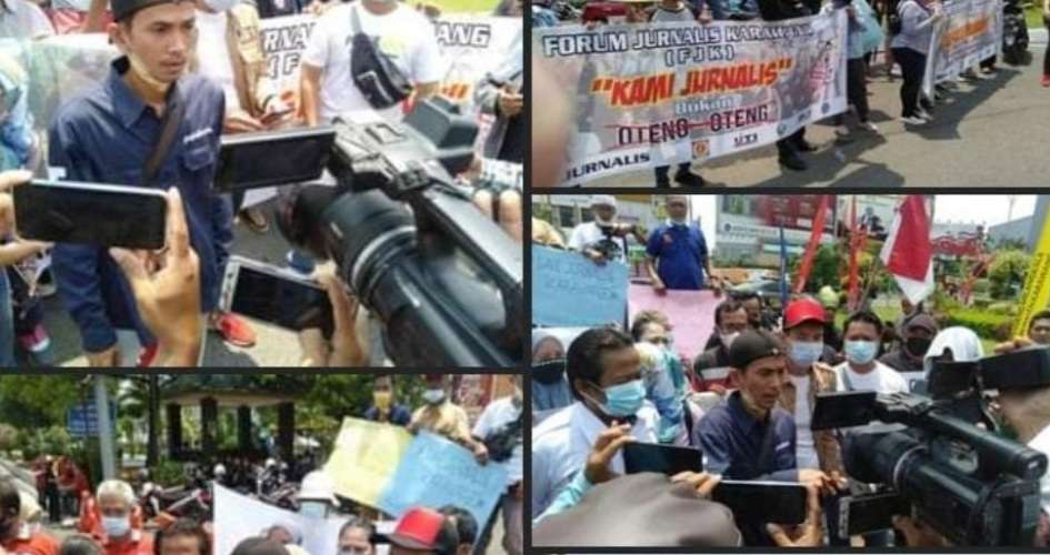 Jurnalis Karawang Gelar Aksi "Penjarakan Si Momo Penghina Profesi Wartawan"