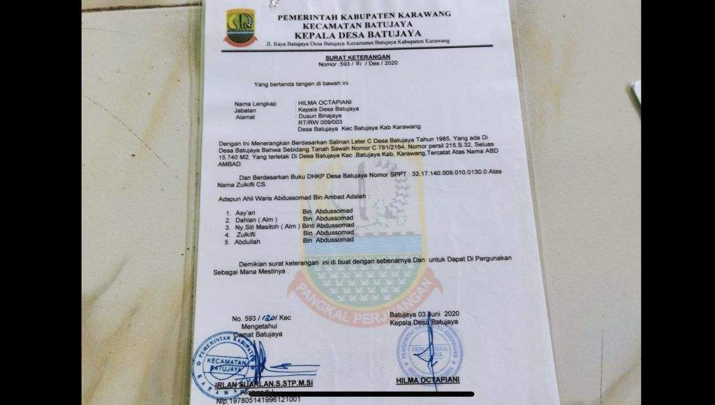 SKD Kades Batujaya Diduga Hambat Putusan MA