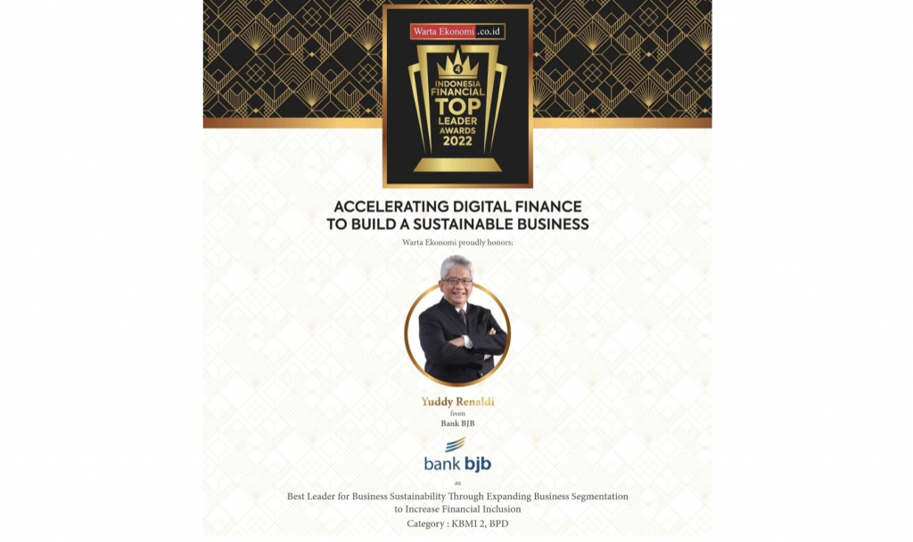 Dirut bank bjb Yuddy Renaldi Raih "Indonesia Financial Top Leader Awards 2022"