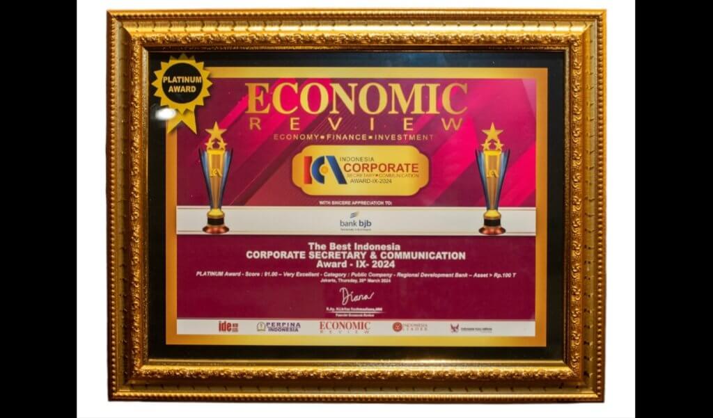 Makin Dipercaya Publik, bank bjb Raih Penghargaan The Best Corporate Secretary and Communication di Ajang ICCA 2024