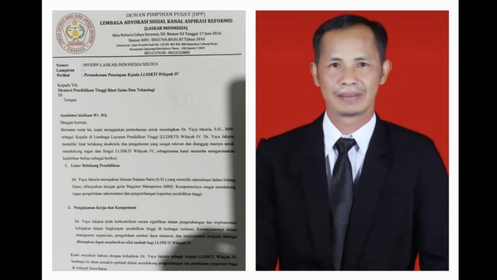 LASKAR INDONESIA Mohon DR Yaya Jakaria Ditetapkan Jadi Kepala LLDIKTI Wilayah IV ke Kemenristekdikti LASKAR INDONESIA Mohon DR Yaya Jakaria Ditetapkan Jadi Kepala LLDIKTI Wilayah IV ke Kemenristekdikti