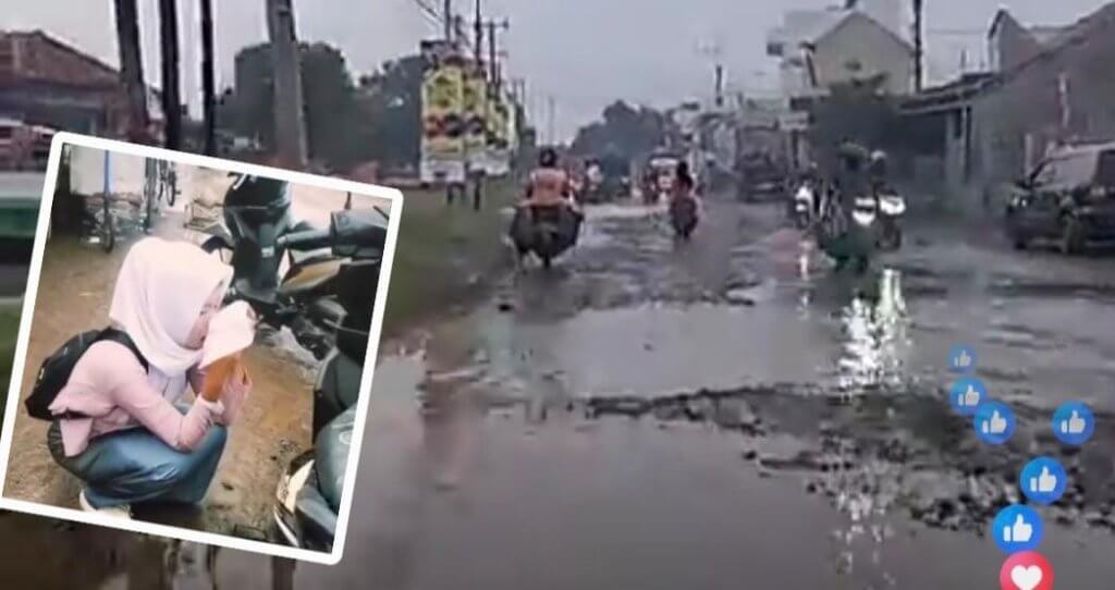 Perbaikan Jalan Gebang–Pabuaran Molor, Siswi Terjatuh di Jalan Rusak Babakan