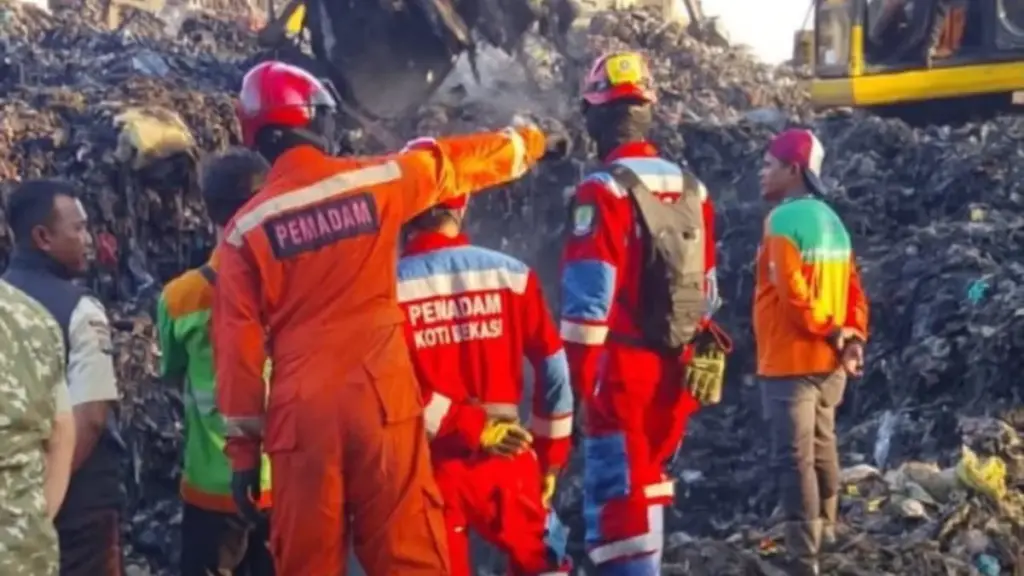 Gunungan sampah longsor bantargebang