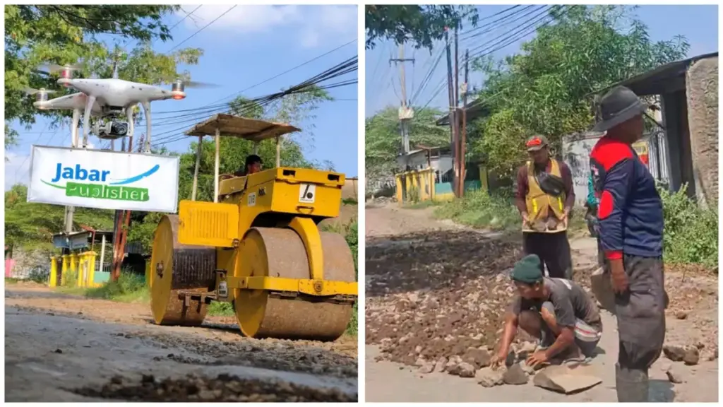 Perbaikan jalan rusak cirtim