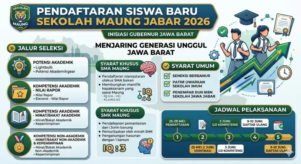 SPMB Sekolah Maung Jabar 2026 Dibuka Senin Ini: Simak Jalur Seleksi, Syarat Khusus IQ, dan Jadwal Lengkapnya SPMB Sekolah Maung jabar