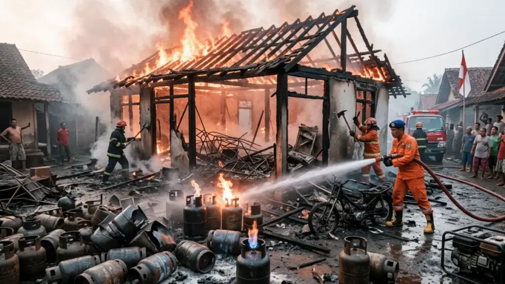 Kebakaran tangki gas di kec. Greged kab. Cirebon