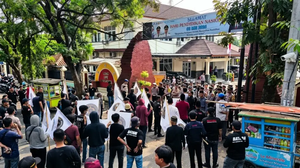 Kinerja Dinas Pendidikan Kabupaten Cirebon Disorot Tajam, Massa Gelar Aksi Tuntut Kepala Dinas Mundur Demo di kantor Disdik kab cirebon
