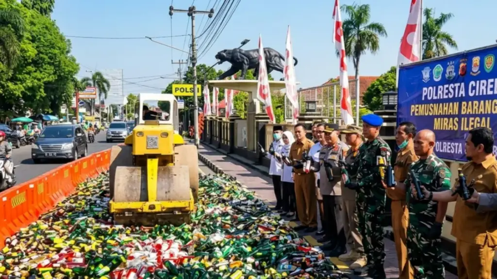 Pemusnahan miras dan knalpot brong di Polresta Cirebon
