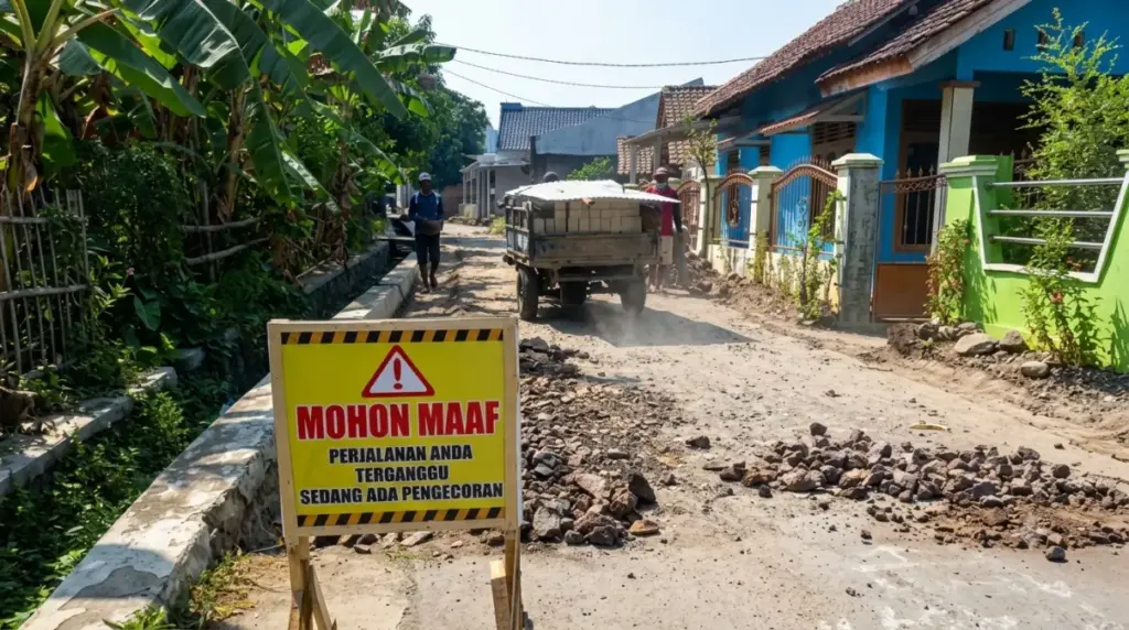 Peningkatan jalan di Cihoe kidul, Kec. Pasaleman