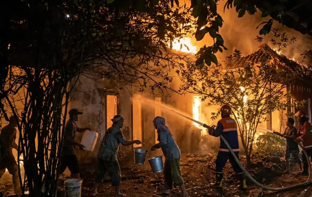 Diduga Korsleting Listrik, Rumah di Serang Kulon Ludes Terbakar, Dua Penghuni Selamat Rumah terbakar di serang kulon