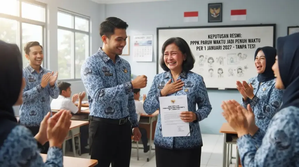 240 Ribu Guru PPPK Paruh Waktu Otomatis Jadi Penuh Waktu Per 1 Januari 2027 Tanpa Tes Status baru pegawai PPPK