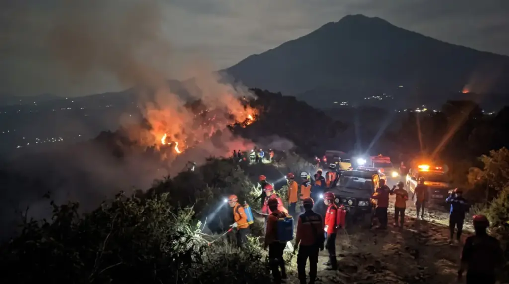 Karhutla Landa Gunung Ciremai, Petugas Gabungan Diterjunkan Padamkan Api